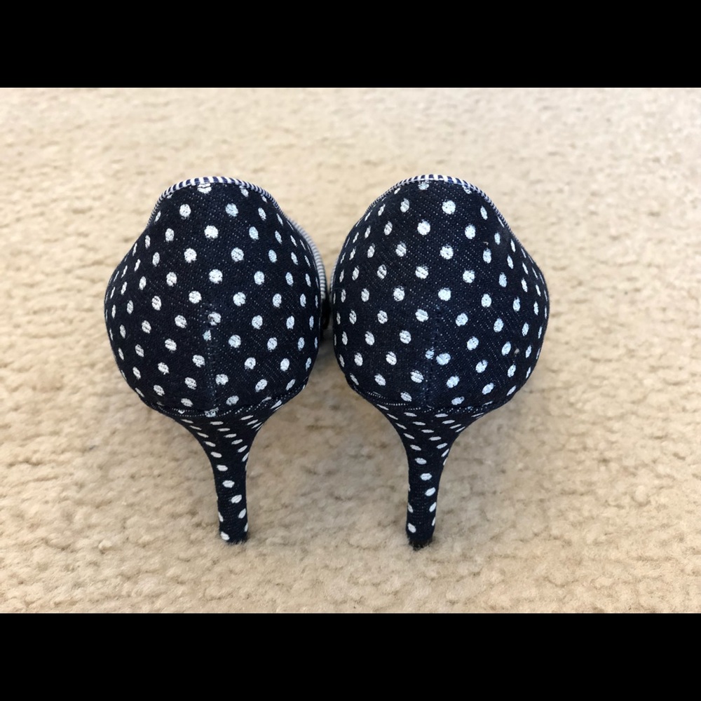 J.Crew Colette D’Orsay Navy Polka Dot Heels $278 - Picture 3 of 6